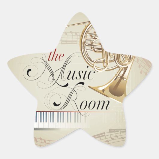 Frans hoorn muziek kamer ster sticker (Voorkant)