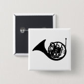 Frans hoorn vierkante button 5,1 cm (Voorkant /achterkant)