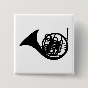 Frans hoorn vierkante button 5,1 cm