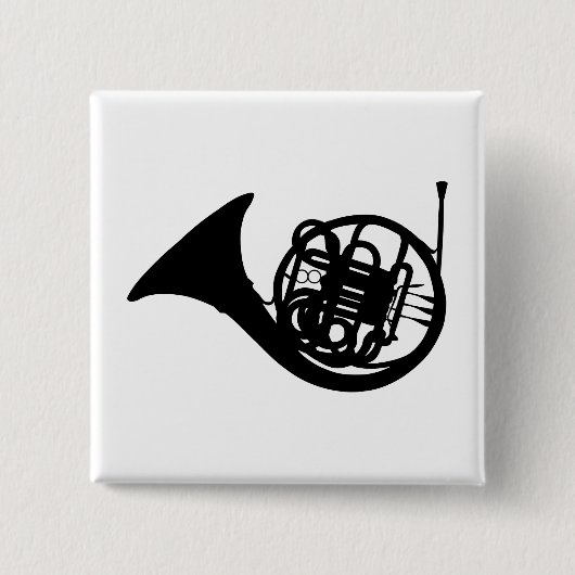 Frans hoorn vierkante button 5,1 cm (Voorkant)