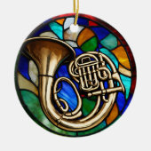 Frans hoornmuziekinstrument keramisch ornament (Voorkant)