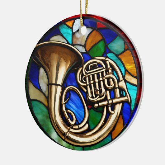 Frans hoornmuziekinstrument keramisch ornament (Links)
