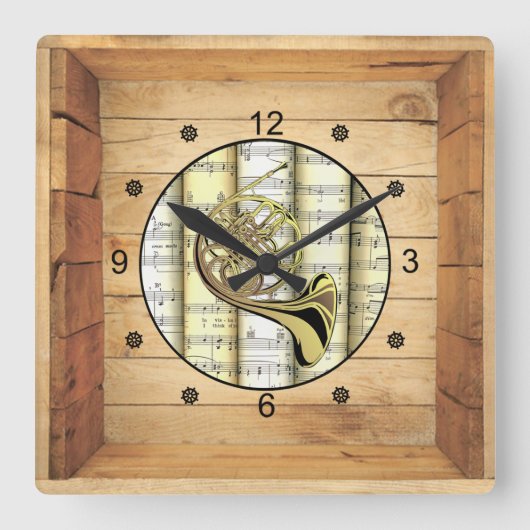 Frans Horn ~ 3 Dimensional ~ Folk Art Box ~ ~ Vierkante Klok (Voorkant)