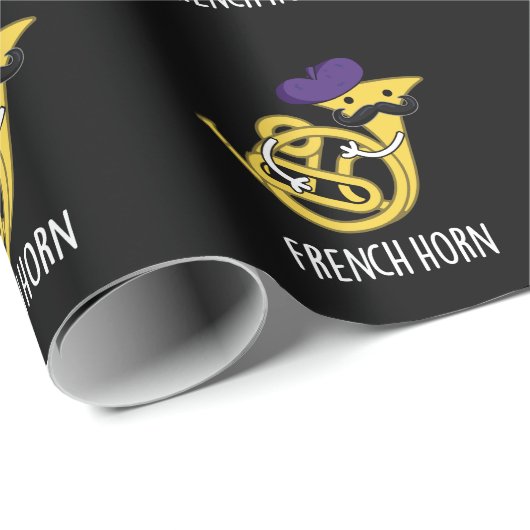Frans Horn Funny Music Instrument Pun Dark BG Cadeaupapier (Rol Hoek)