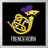 Frans Horn Funny Music Instrument Pun Dark BG Poster (Voorkant)