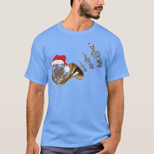Frans horn Music Shirt Santa Hat Kerstmis Musica