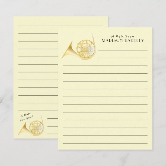 Frans Horn Musician Band Teacher Hartelijk dank Bedankkaart (Voorkant / Achterkant)