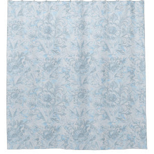 Frans huisje Dusty Blue Floral Douchegordijn