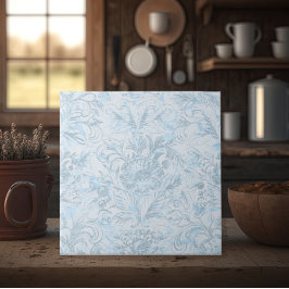 Frans huisje Dusty Blue Floral Tegeltje