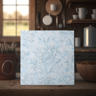 Frans huisje Dusty Blue Floral Tegeltje