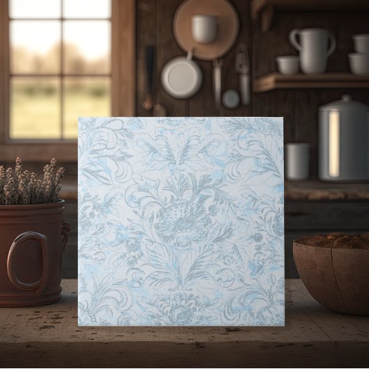 Frans huisje Dusty Blue Floral Tegeltje