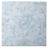 Frans huisje Dusty Blue Floral Tegeltje (Voorkant)