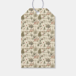 Frans Huisje Kerstmis Cadeaulabel