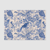 Frans huisje tuin toilet fazanten blauw tissuepapier (Voorkant)