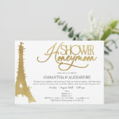 Frans Huwelijksreis in Parijs Eiffel Couples Douch Kaart (Staand voorkant)