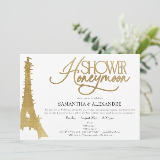 Frans Huwelijksreis in Parijs Eiffel Couples Douch Kaart (Staand voorkant)