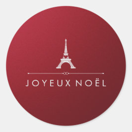 Frans Joyeux Noel Rood en Zilver Chique Kerstmis Ronde Sticker