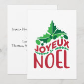 Frans Joyeux Noel Rood Groen Persoonlijk  Feestdagenkaart (Voorkant / Achterkant)