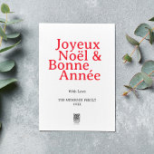 Frans Joyeux Noël Rood Streep Kerstmis Familie Feestdagenkaart