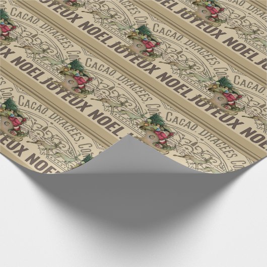 Frans Joyeux Noel Santa Reindekerst Cadeaupapier (Hoek)