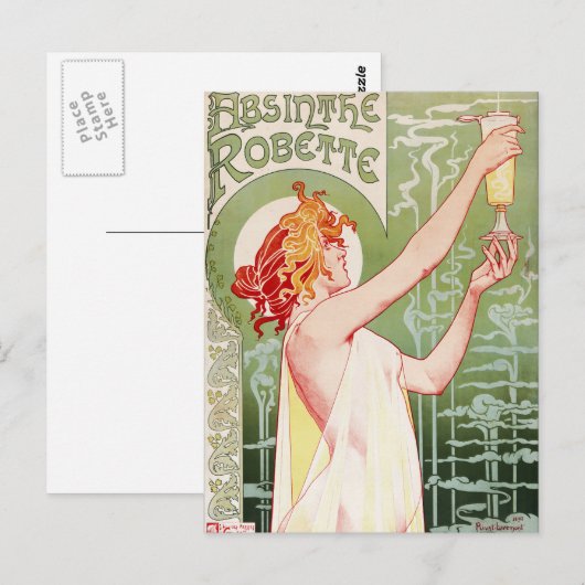 Frans Jugendstilposter "alsem Robette " Briefkaart (Voorkant / Achterkant)