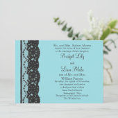 Frans Kant bruiloft uitnodiging (turquoise) (Staand voorkant)