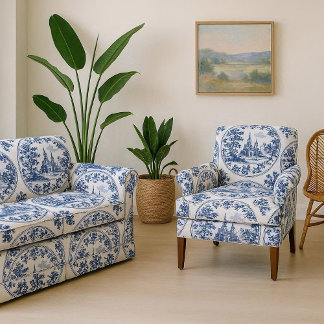 Frans Kasteel Bloem Motief Lijstje Botanisch Decor Stof