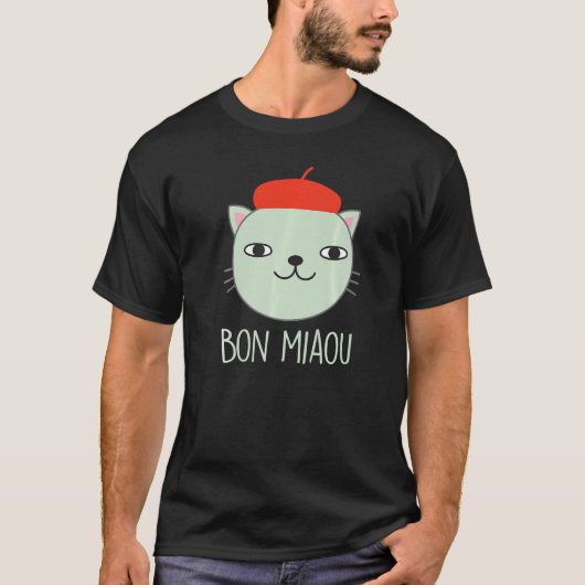 Frans Kat van beret kat dat Pet met Pet bon T-shirt (Voorkant)