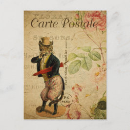  Frans katje met monocle en paraplu Briefkaart