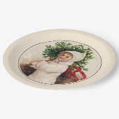  Frans Kerstboom Meisje Vakantie Papieren Bordje (Gekanteld)