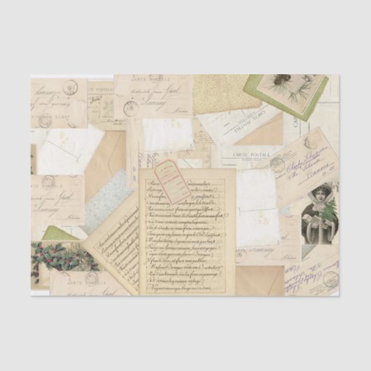 Frans kerstBriefkaart Collage Tissuepapier (Voorkant)