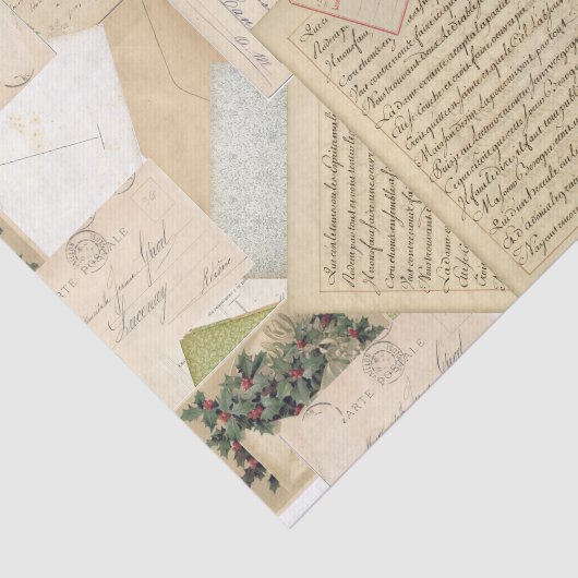 Frans kerstBriefkaart Collage Tissuepapier (Detail)