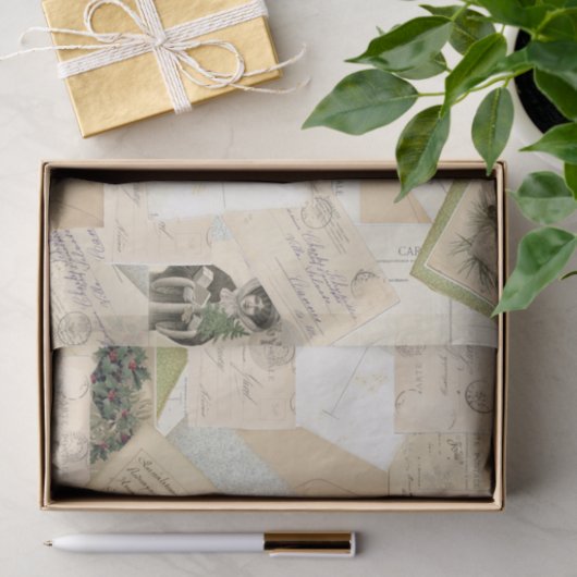 Frans kerstBriefkaart Collage Tissuepapier (Geschenk)