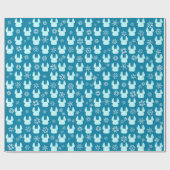 Frans kerstcadeaupapier met bulledog Blauwgroen Cadeaupapier (Vlak)