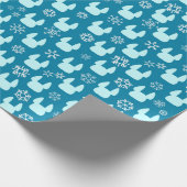 Frans kerstcadeaupapier met bulledog Blauwgroen Cadeaupapier (Hoek)