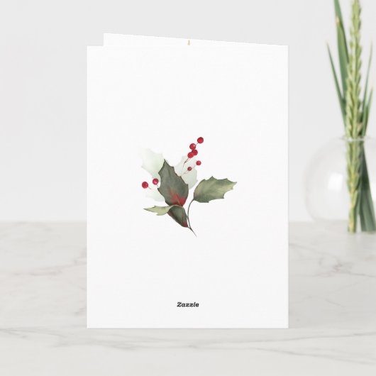 Frans Kerstmis Poinsettia Pine Holly Garland Feestdagen Kaart (Achterkant)