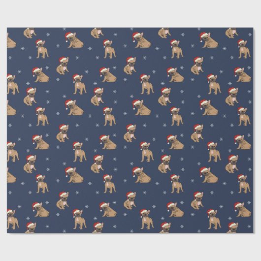 Frans kerstpapier met bulledog cadeaupapier (Vlak)