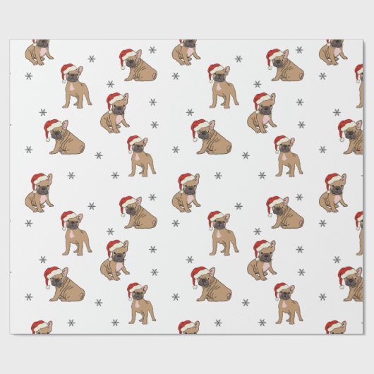 Frans kerstpapier met bulledog cadeaupapier (Vlak)