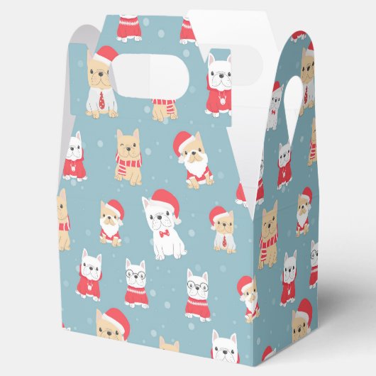 Frans kerstpatroon Bulldog Frenchie Bedankdoosjes (Geopend)