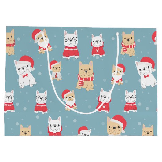 Frans kerstpatroon Bulldog Frenchie Groot Cadeauzakje (Achterkant)