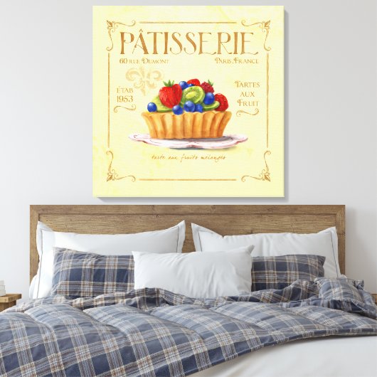 Frans keuken decor canvas, kleurrijke fruit tart canvas afdruk (Insitu (Slaapkamer))