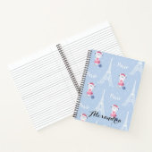 Frans keuty Cat in Paris Blue Pattern Notitieboek (Binnen)