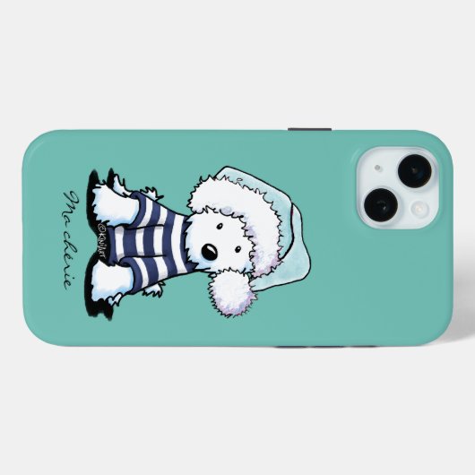 Frans KiniArt Kerstmis Westie Dog iPhone Case (Achterkant (horizontaal))