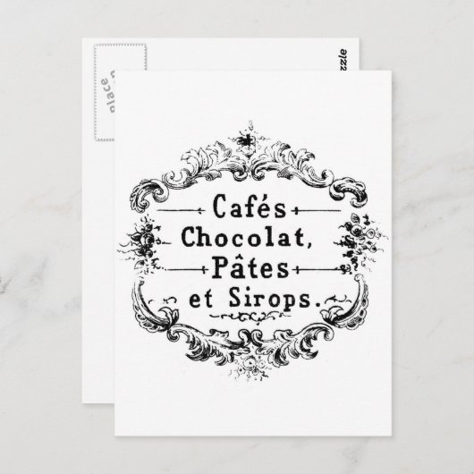  Frans koffie- en chocoladeetiket Briefkaart (Voorkant / Achterkant)