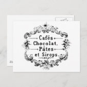 Frans koffie- en chocoladeetiket Briefkaart (Voorkant / Achterkant)