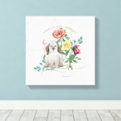 Frans Konijn Boerderij  Waterverf Bunny Floral Canvas Afdruk (Insitu (Houten vloer))
