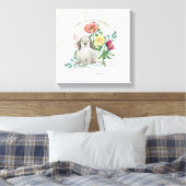 Frans Konijn Boerderij  Waterverf Bunny Floral Canvas Afdruk (Insitu (Slaapkamer))