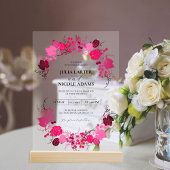 Frans kussed zoete bessen druiven bloemen bruiloft acryl uitnodigingen