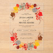 Frans kussed zoete bessen druiven bloemen bruiloft acryl uitnodigingen (Voorkant)