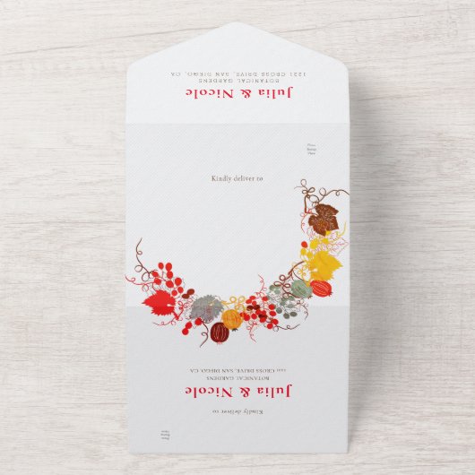 Frans kussed zoete bessen druiven bloemen bruiloft all in one uitnodiging (Buitenkant)